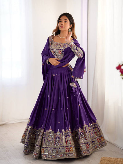 Navrang Royale Natural Crep silk Embroidered Lehenga Choli