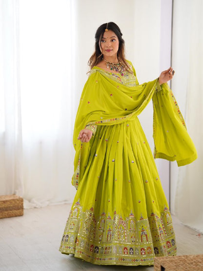 Navrang Royale Natural Crep silk Embroidered Lehenga Choli