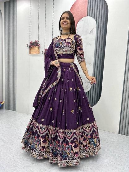 Raangriti Royal Luxe Purple Lehenga with Intricate Border Detailing