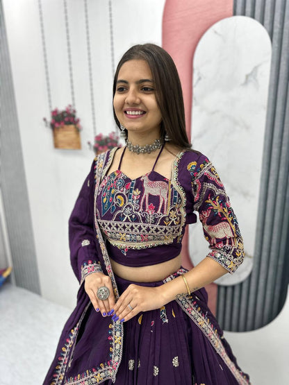 Raangriti Royal Luxe Purple Lehenga with Intricate Border Detailing