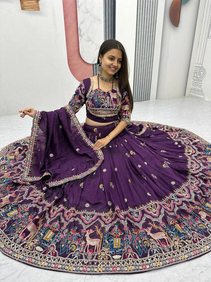 Raangriti Royal Luxe Purple Lehenga with Intricate Border Detailing