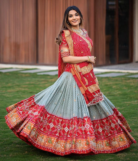 Navratri Special  Fancy Digital Print Work With Real Mirror Work Lehenga Choli