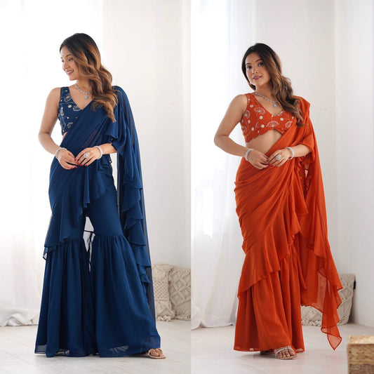 Aashna Ruffle Edition Beautiful Sharara Saree
