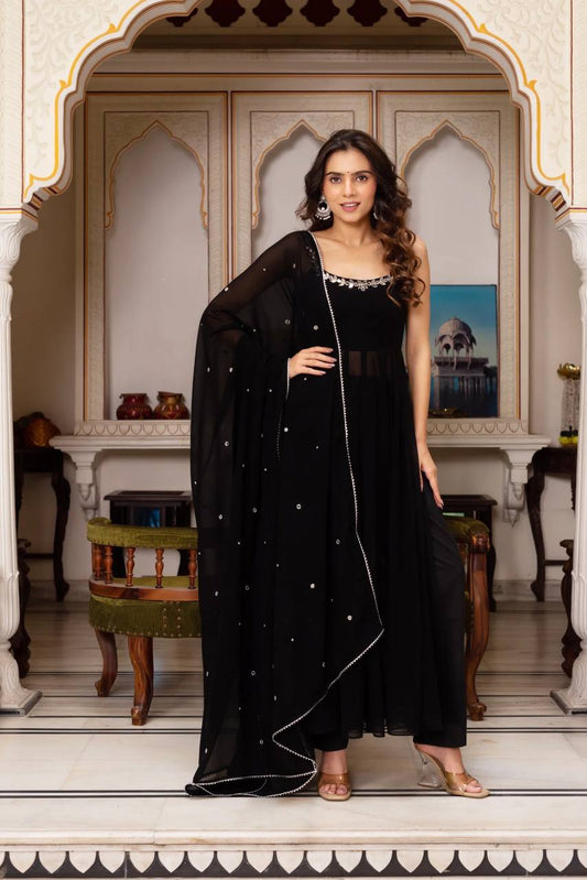 Mehrunisa  Nazaakat  Midnight Magic  Black Anarkali Set