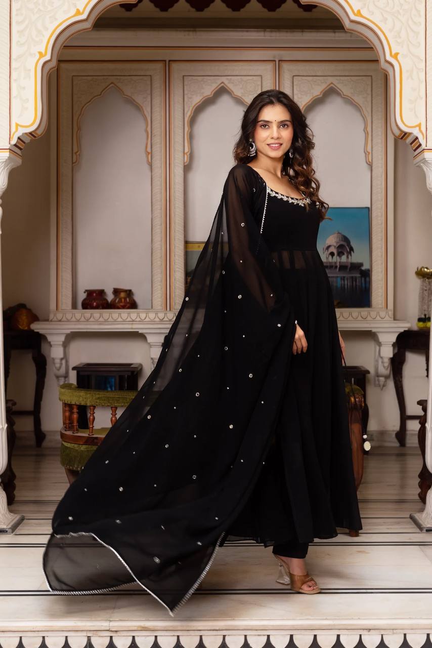Mehrunisa  Nazaakat  Midnight Magic  Black Anarkali Set
