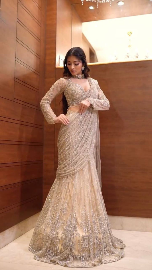 Zarina Luxe  Muse Designer Ready To Wear Lahenga Saree