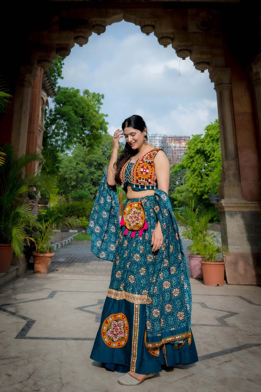 Radiate Festive Elegance Gamthi Patch Navratri Lehenga  Choli