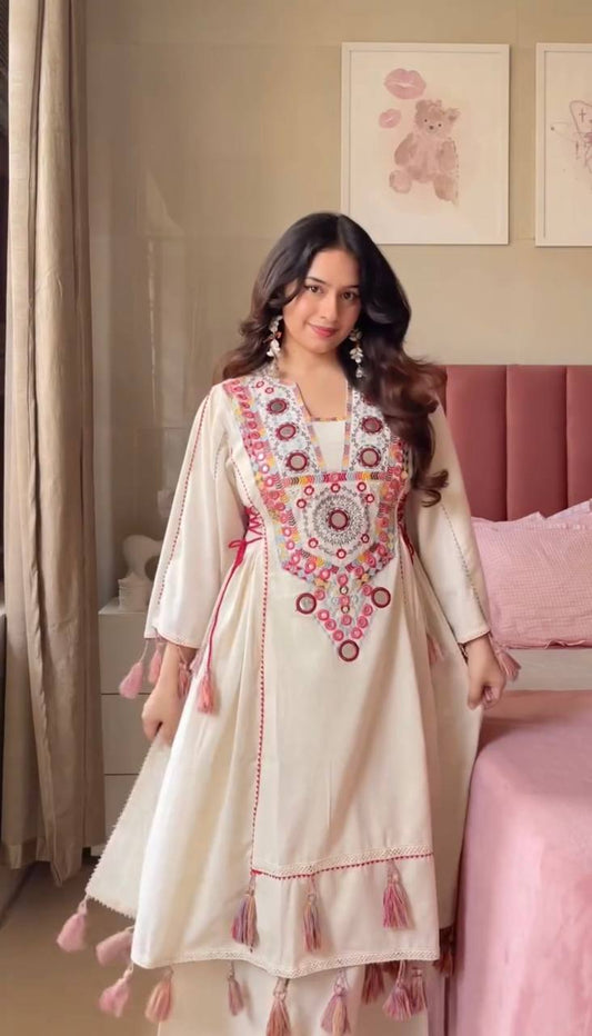 Rakhi Special Premium Designer Pure Cotton Kurta with Palazzo