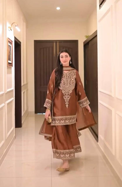 Mahira Royal Heavy Embroidered Kurta Palazzo Set