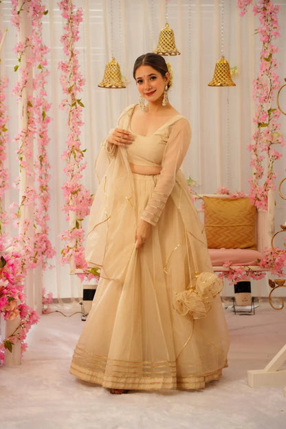 Serene Snowfall Organza Lehenga Set