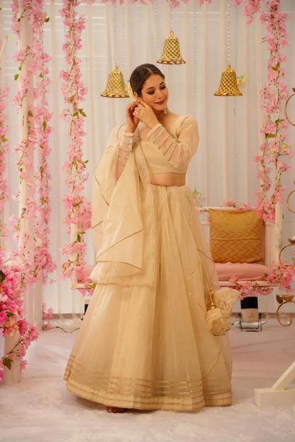 Serene Snowfall Organza Lehenga Set