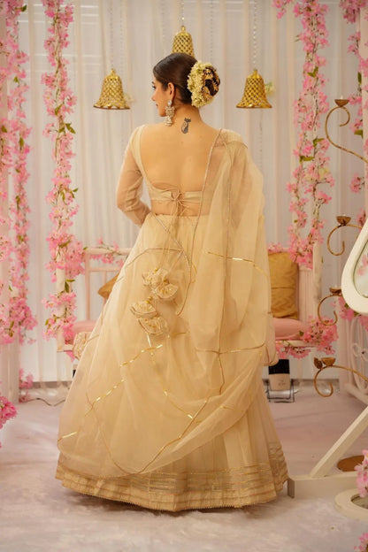 Serene Snowfall Organza Lehenga Set