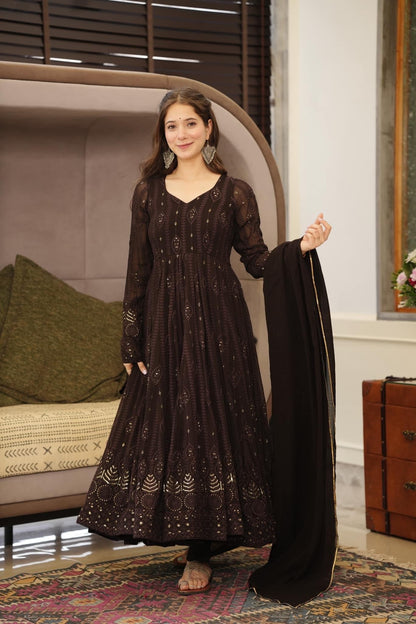 Black Embroidered Georgette Suit Set