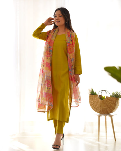 OFFICE WEAR PURE SOFT HEAVY VISCOSE STRAIGHT FIT KURTA WITH DUPPTA SET,PENT