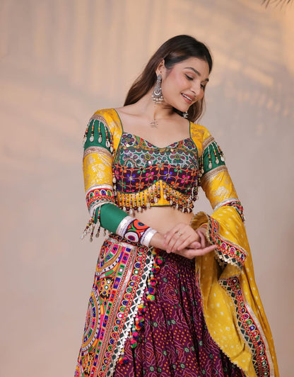 Garba Queen Kutchi Mirror Work Cotton Navratri Lehenga Choli