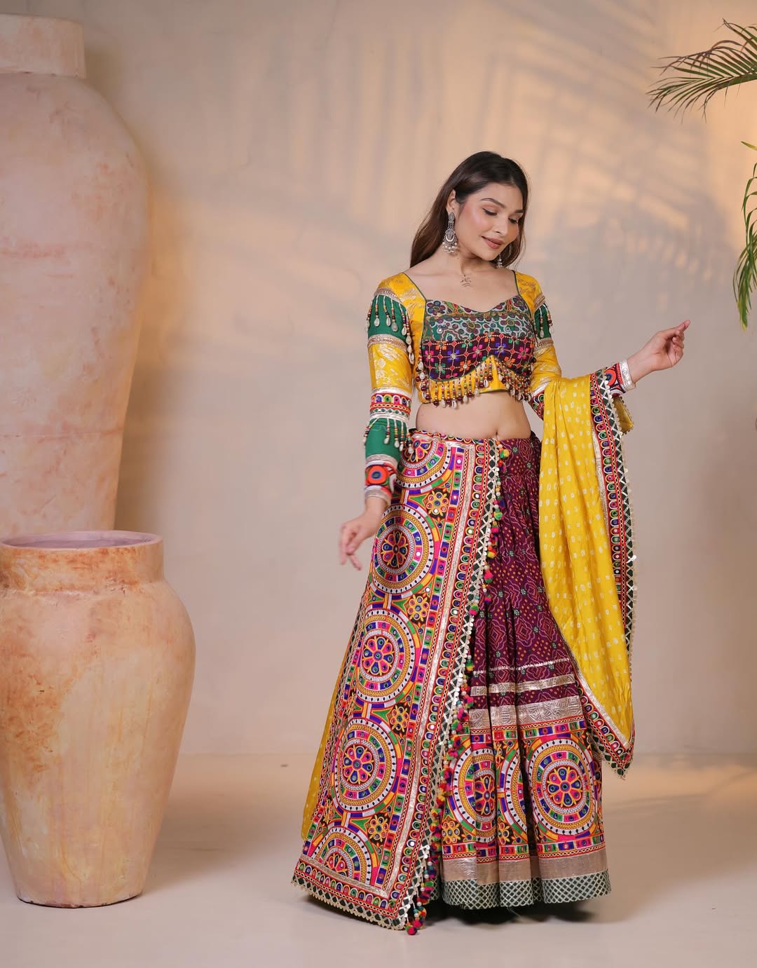 Garba Queen Kutchi Mirror Work Cotton Navratri Lehenga Choli