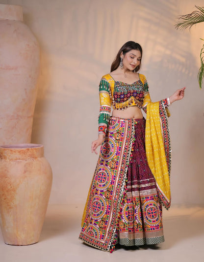Garba Queen Kutchi Mirror Work Cotton Navratri Lehenga Choli