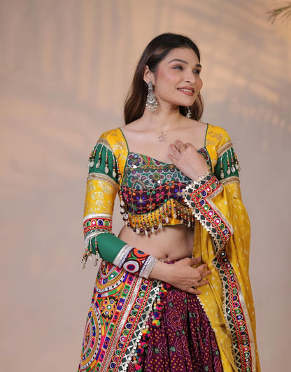 Garba Queen Kutchi Mirror Work Cotton Navratri Lehenga Choli