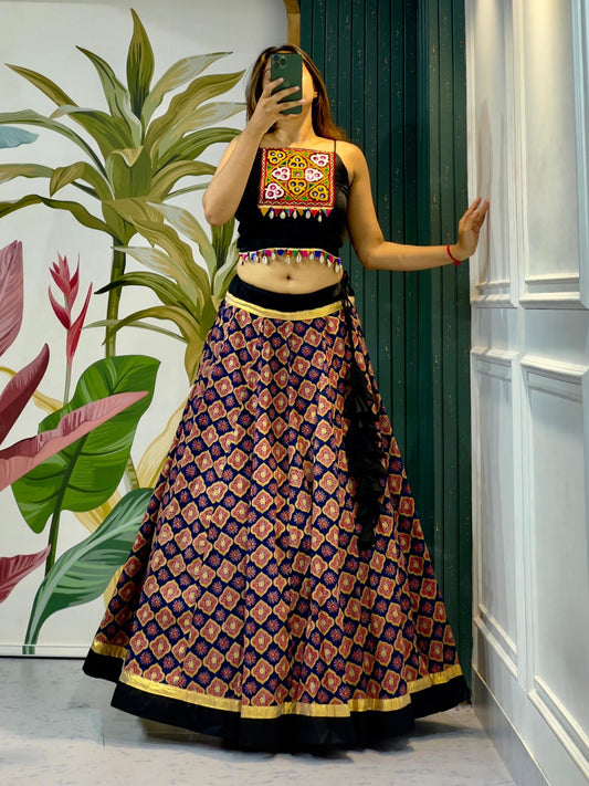 Peach Color Kacchi Work Buta And Real Kodi lace Cotton Lehenga Choli