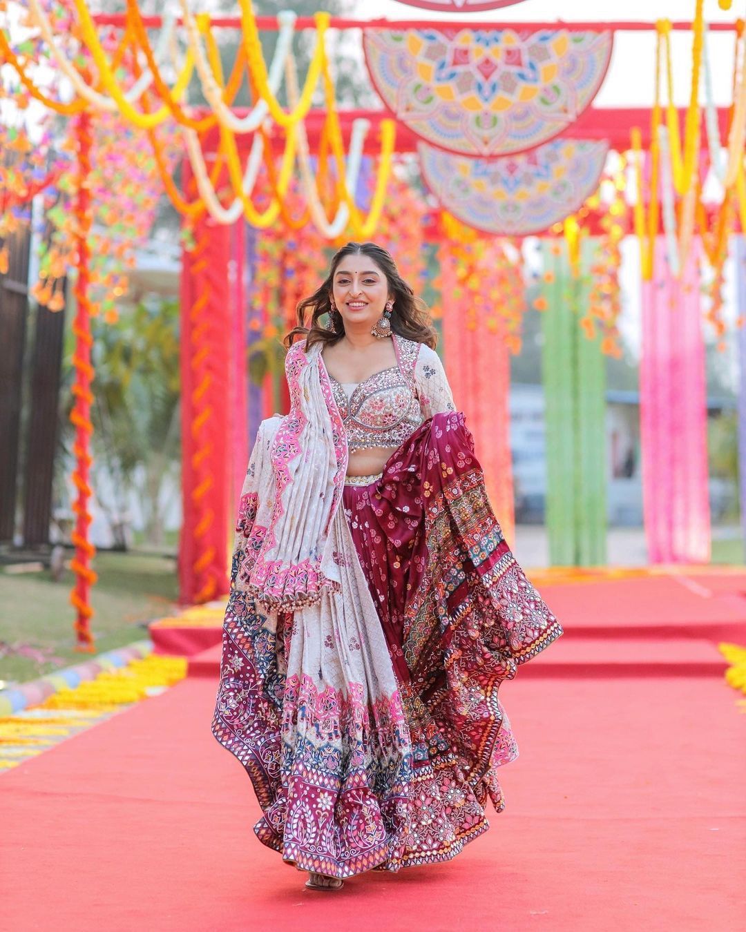 NISHA SOFT BUTTER SILK MIRROR WORK  NAVRATRI LEHENGA CHOLI