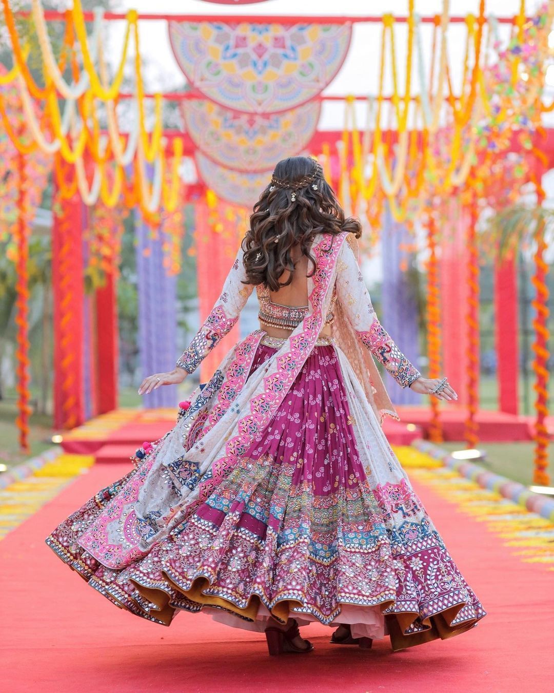 NISHA SOFT BUTTER SILK MIRROR WORK  NAVRATRI LEHENGA CHOLI