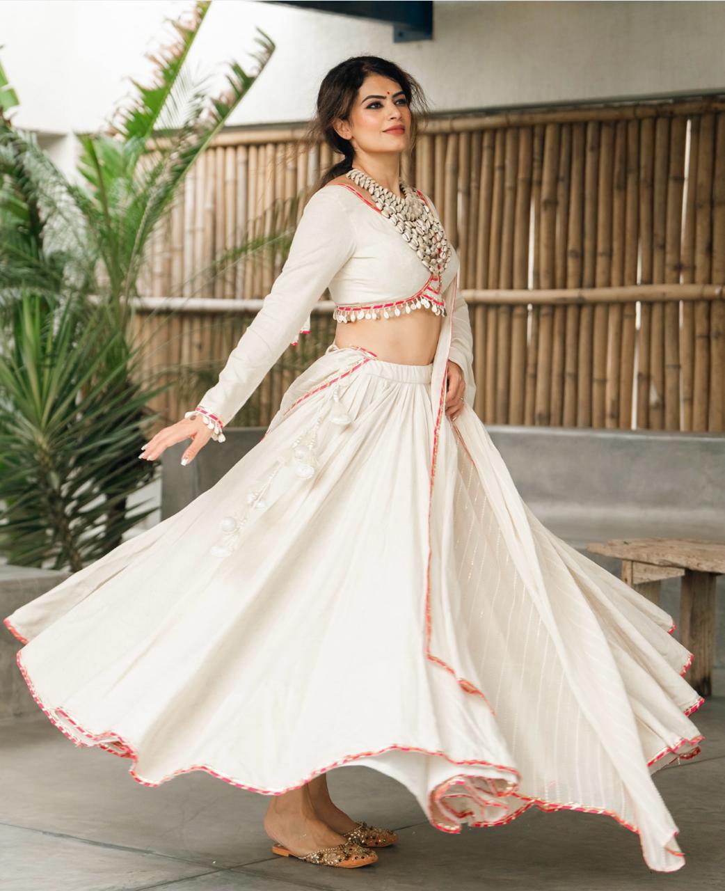 Lvory Grace: Ethereal Chaniya Choli with Subtle Pink Highlights