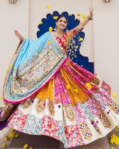 Beautiful Handwork with Real Mirror Work  Cotton Lehenga Choli