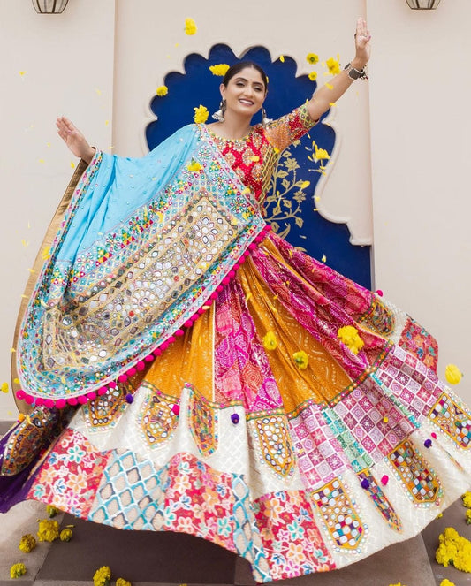 Beautiful Handwork with Real Mirror Work  Cotton Lehenga Choli