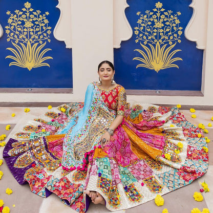 Beautiful Handwork with Real Mirror Work  Cotton Lehenga Choli