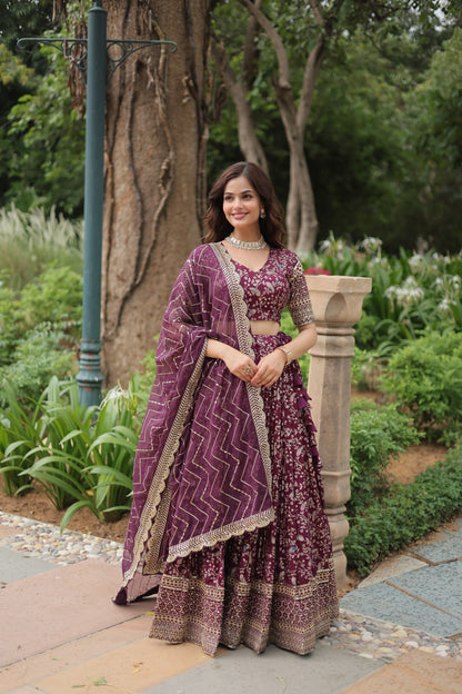 Attractive Lehenga Choli for Wedding with Resham Zari Work