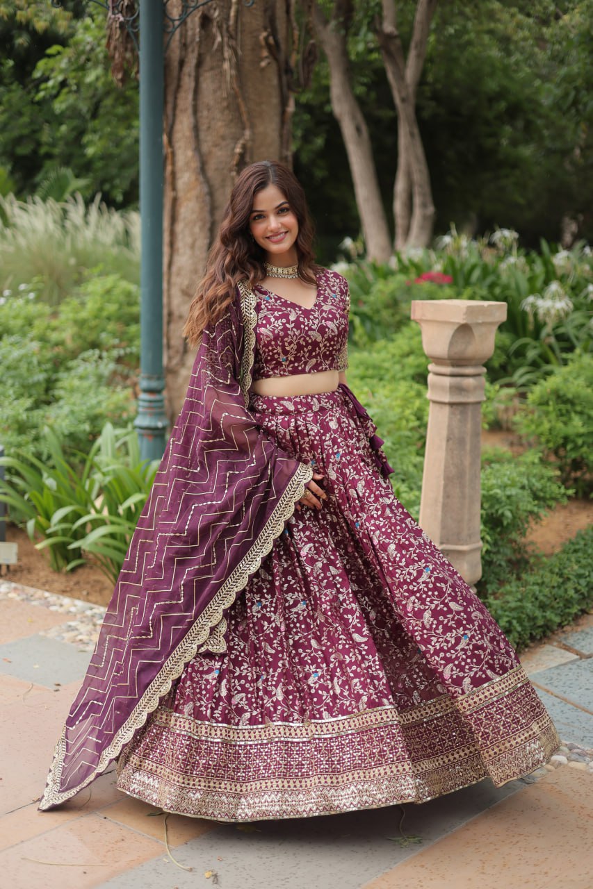 Attractive Lehenga Choli for Wedding with Resham Zari Work