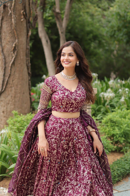 Attractive Lehenga Choli for Wedding with Resham Zari Work