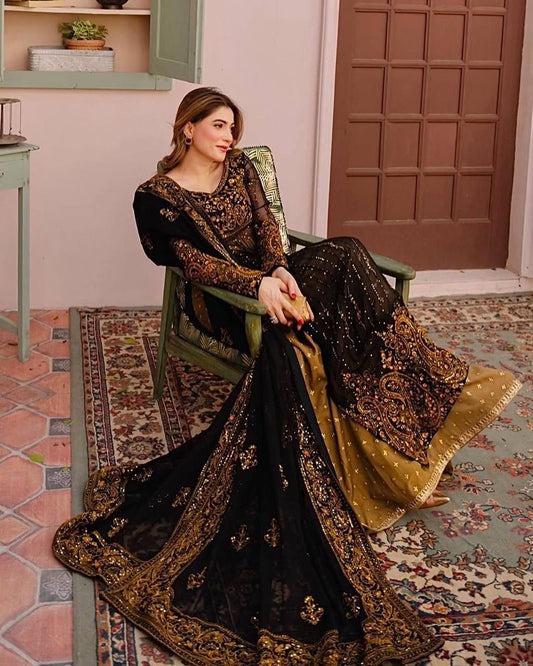 Fasana-E-Ishq Luxury Lawn Black Embroidered Straight Cut Palazzo Suit