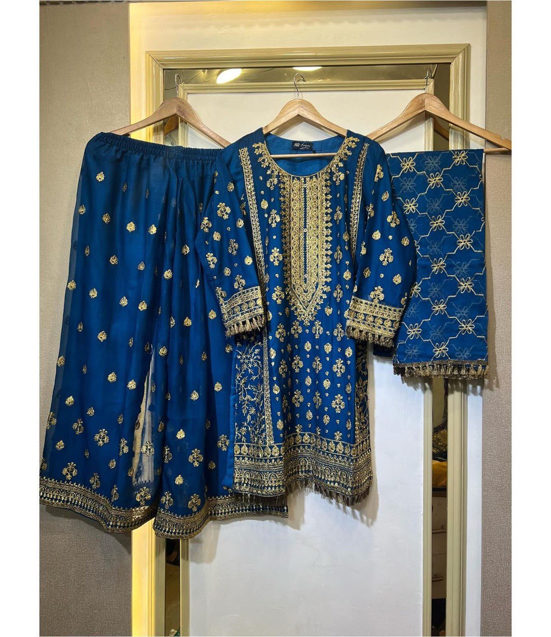 Anika Party Wear Embroidered Sharara Set with Dupatta