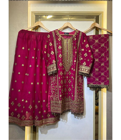 Anika Party Wear Embroidered Sharara Set with Dupatta