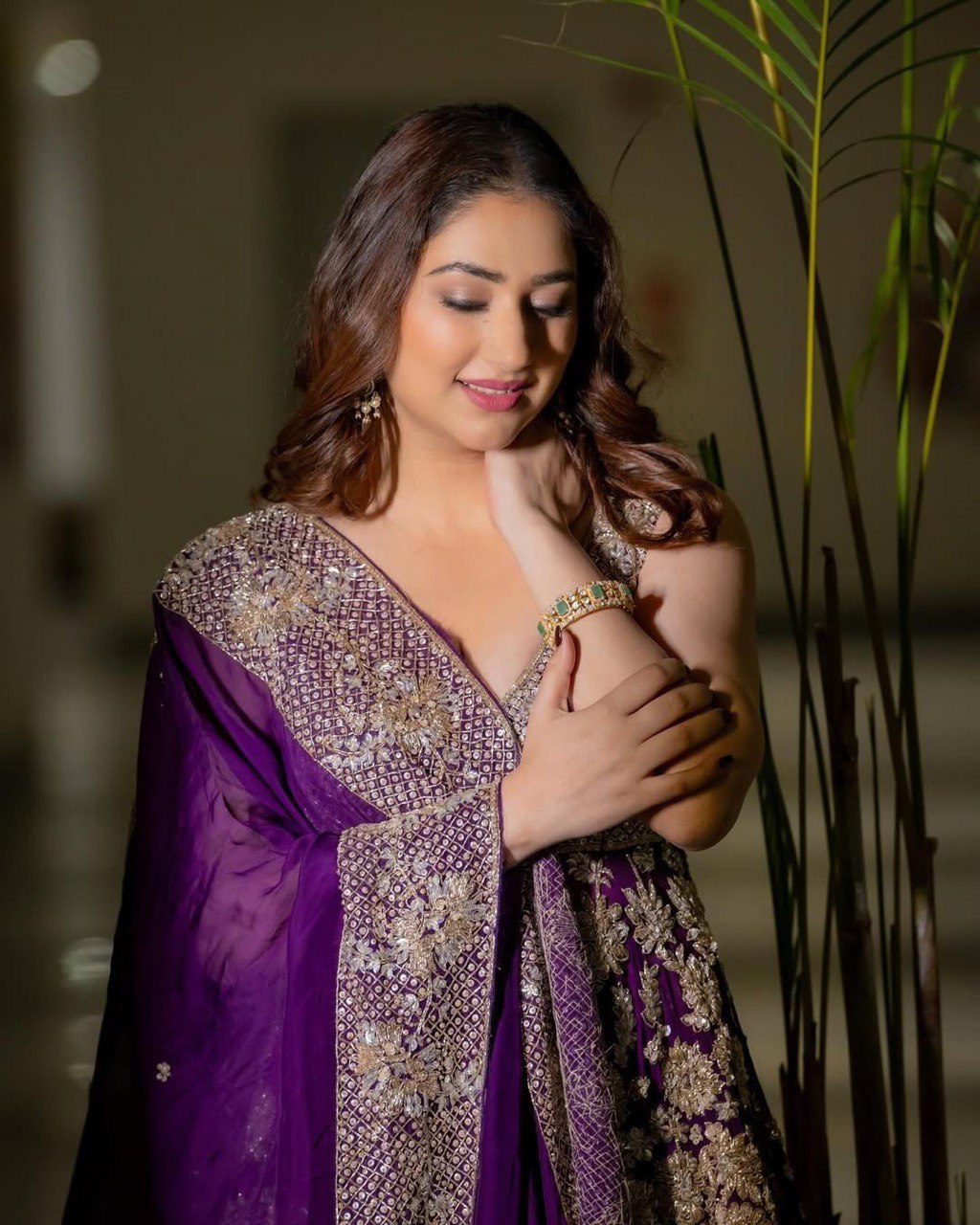 Royal Purple Embroidered Designer Sharara Set